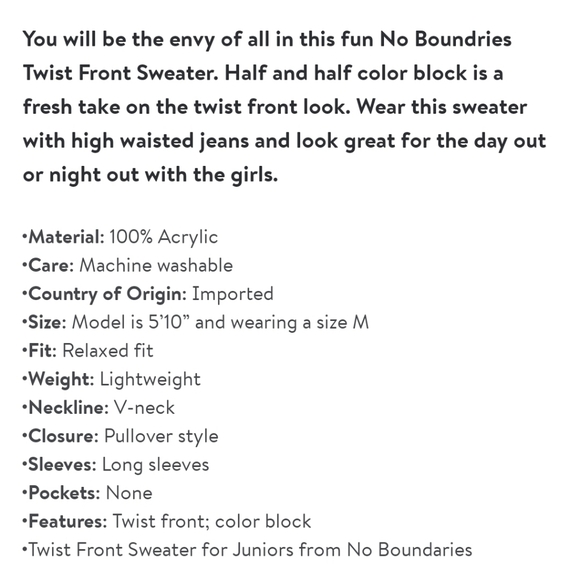 Twist Front Color Block Reversable Knit Sweater - Picture 8 of 12